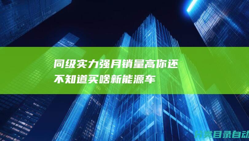 同级实力强-月销量高-你还不知道买啥新能源车-看这里！